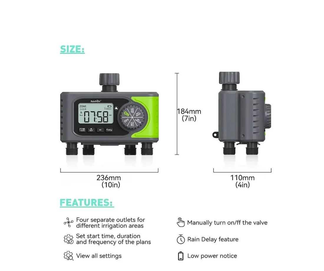 RainPoint 4-Zone Digital Water Timer