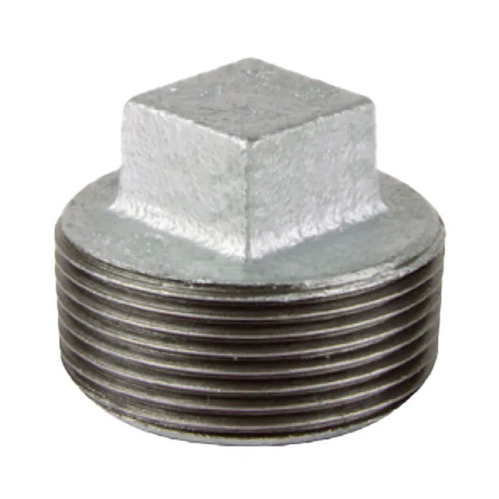 20mm galvanized hollow plug with threaded metal body and square head for secure fitting