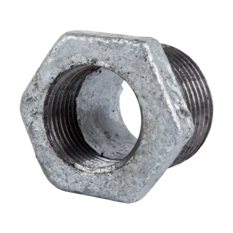 Galvanized reducing bush 25x15mm hexagonal metal pipe fitting with threaded ends