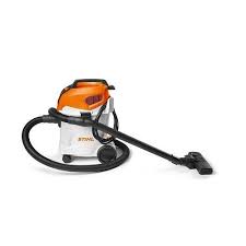 STIHL SE33 vacuum cleaner with orange and white body and long black hose attachment