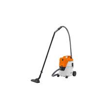 STIHL SE62 vacuum cleaner with orange and gray body and long black hose for efficient cleaning