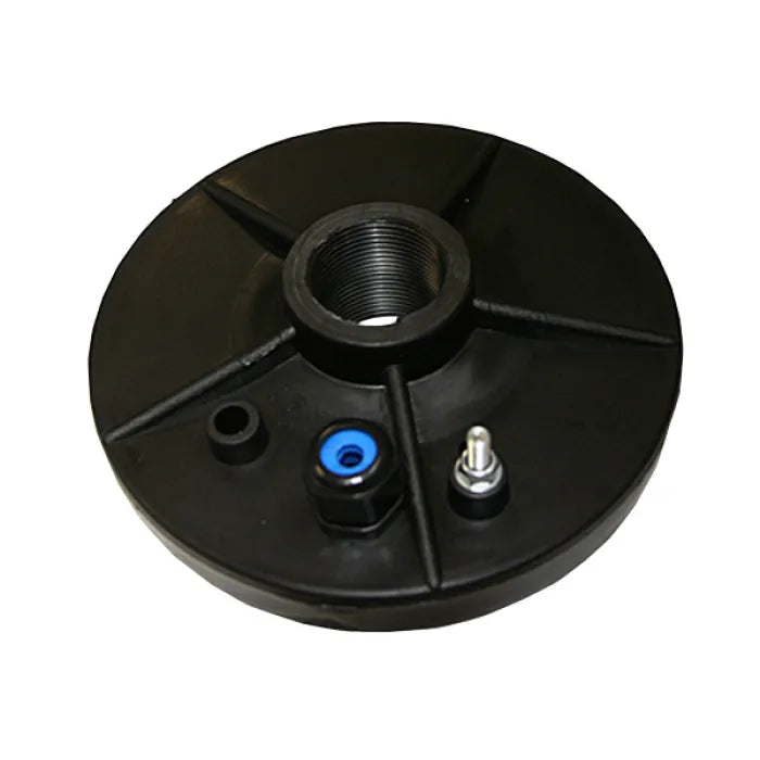 Black 40mm replacement baseplate made of durable HDPE with threaded central hole and connectors
