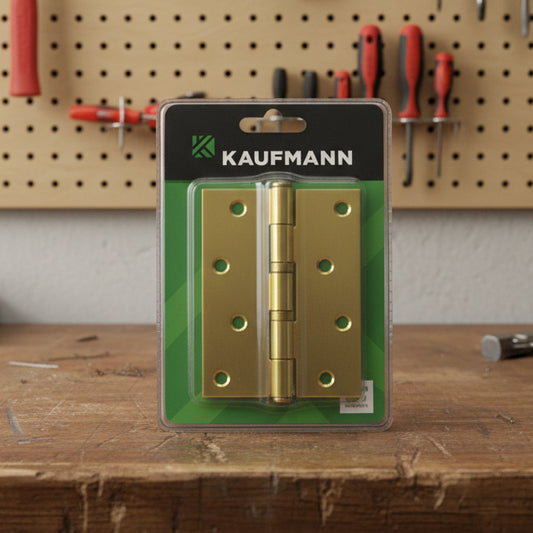 Kaufmann Butt Hinge Ball Bearing 100mm Brass Plated (Pair)
