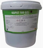 KAPUT GEL 1KG container of 1kg rodenticide gel with green and white label for pest control