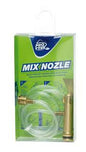 Mix nozzle for lawnmower sprayer with brass fitting and clear tubing in green packaging