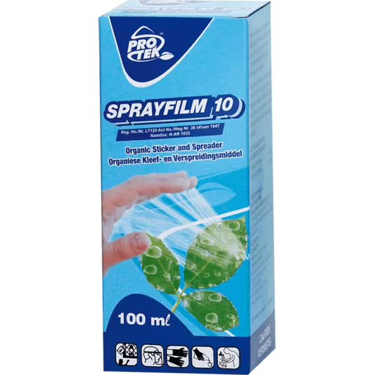 SPRAYFILM 100ML plant protection organic sticker and spreader with hand spraying green leaves