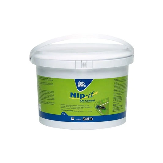 Nip-ant control 3kg container of ant killer powder 3kg with green and blue label