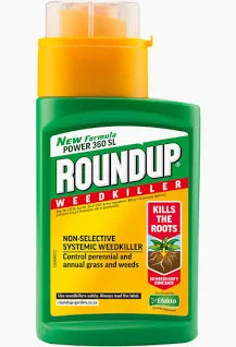 Roundup weed killer concentrate 280ml bottle with yellow cap for controlling perennial and annual weeds