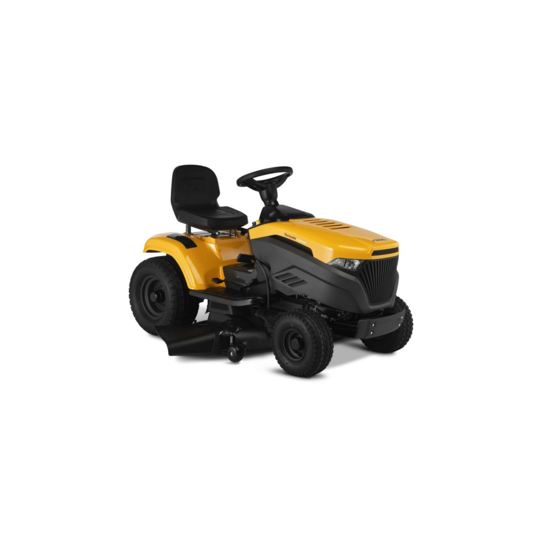 Yellow and black STIGA 3108 ride-on mower with comfortable seat and steering wheel