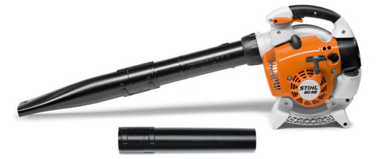 STIHL BG86 leaf blower with orange and white body and detachable black nozzle for yard cleanup