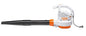 STIHL BGE71 electric blower in white and orange with long black nozzle and power cord