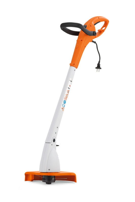 STIHL FSE31 electric trimmer with orange and white body and ergonomic handle for precise lawn edging