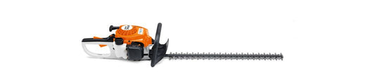 STIHL HS45 hedge trimmer with orange engine and long blade for precise trimming