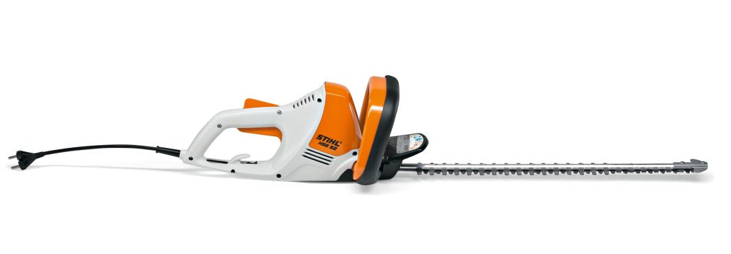 STIHL HSE52 hedge trimmer electric tool with long dual-action cutting blades and ergonomic handle