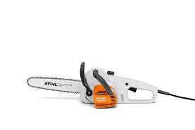 STIHL MSE141 chainsaw with electric power, ergonomic handle, and sharp cutting chain