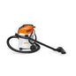 STIHL SE33 vacuum cleaner with orange and white body and long black hose attachment