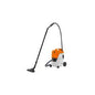 STIHL SE62 vacuum cleaner with orange and gray body and long black hose for efficient cleaning