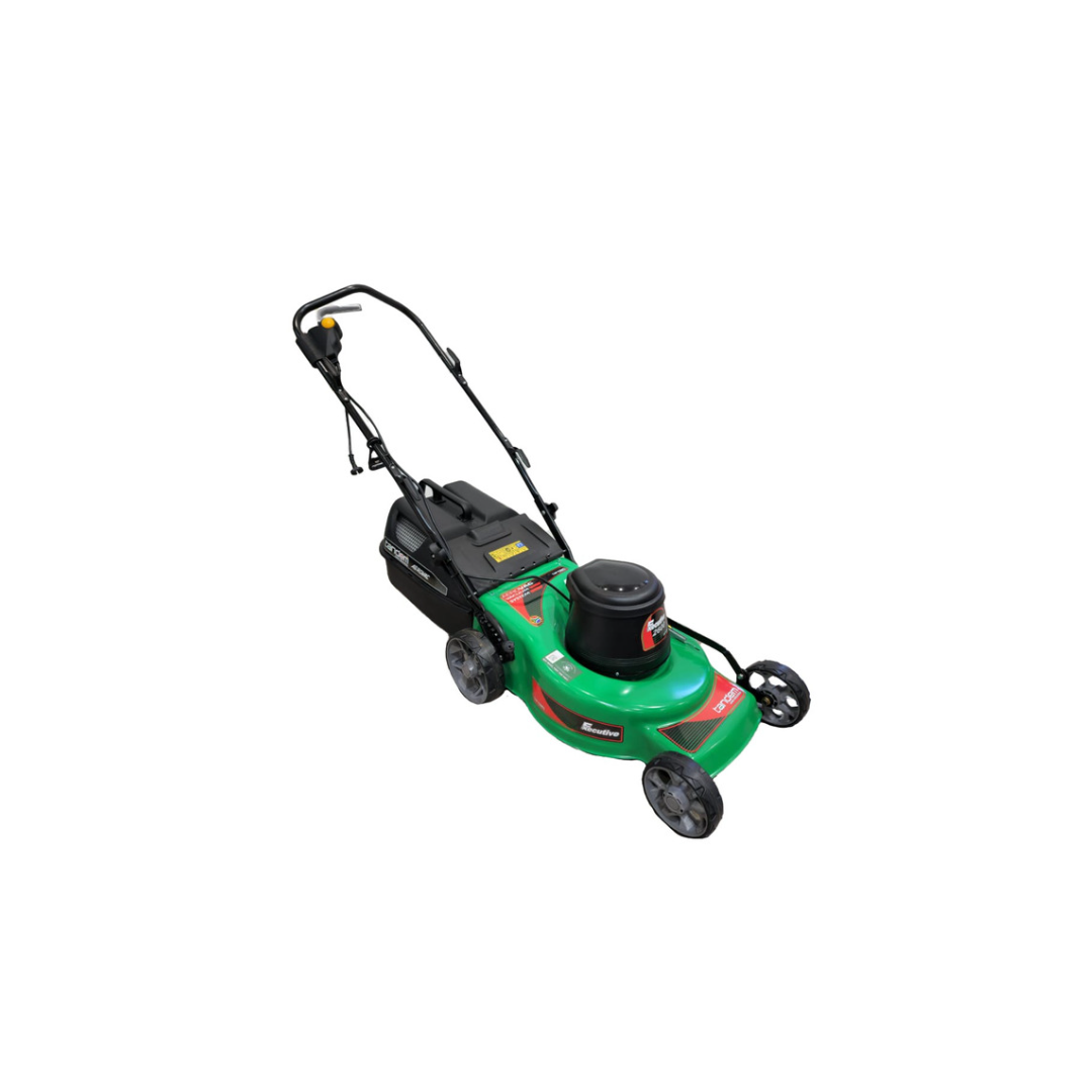 Tandem Executive 2600W lawnmower green and black electric mower with rear grass catcher and adjustable handle